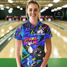 Load image into Gallery viewer, Funny Colorful Graffiti Pattern Bowling Shirts For Women Custom Bowling Team Jersey Polo &amp; 1/4 Zip TDM6528