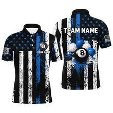 Load image into Gallery viewer, Blue Grunge US Flag Patriotic Billiard Shirts For Men Custom Splash Paint 8 Ball Billiard Jerseys TDM2247