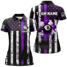 Load image into Gallery viewer, Purple Grunge US Flag Patriotic Billiard Shirts For Women Custom Splash Paint 8 Ball Billiard Jersey TDM2248