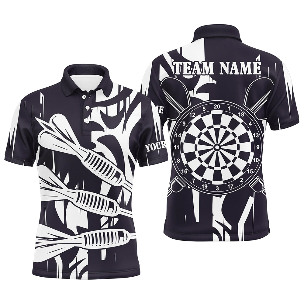 Black White Big Darts Arrow Custom Darts Shirts For Men, Best Darts Tournament Jerseys For Team TDM2506