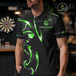 Black And Green Dartboard Crown Dart Shirts For Men Custom Dart Jersey Team Polo & Quarter Zip TDM4791