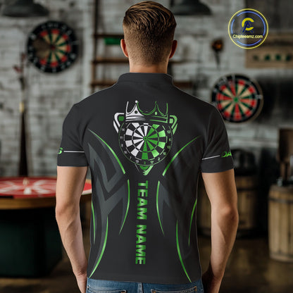 Black And Green Dartboard Crown Dart Shirts For Men Custom Dart Jersey Team Polo & Quarter Zip TDM4791
