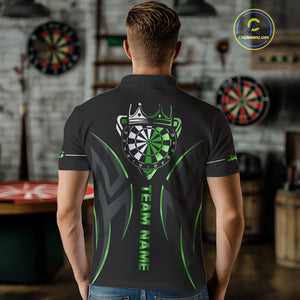 Black And Green Dartboard Crown Dart Shirts For Men Custom Dart Jersey Team Polo & Quarter Zip TDM4791