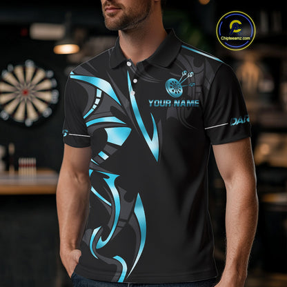 Black And Blue Dartboard Crown Dart Shirts For Men Custom Dart Jersey Team Polo & Quarter Zip TDM4792
