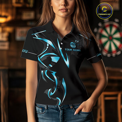 Black And Blue Dartboard Crown Dart Shirts For Women Custom Dart Jersey Team Polo & Quarter Zip TDM4792