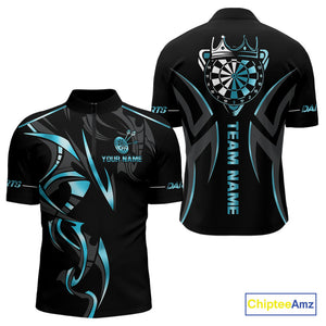 Black And Blue Dartboard Crown Dart Shirts For Men Custom Dart Jersey Team Polo & Quarter Zip TDM4792