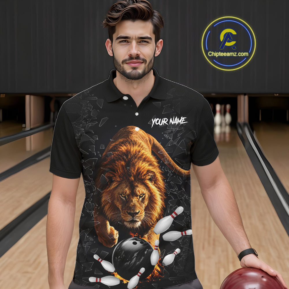 Custom Lion Glass Break Bowling Shirts For Men Custom Bowling Team Jersey Bowler Uniform Outfits TDM7536