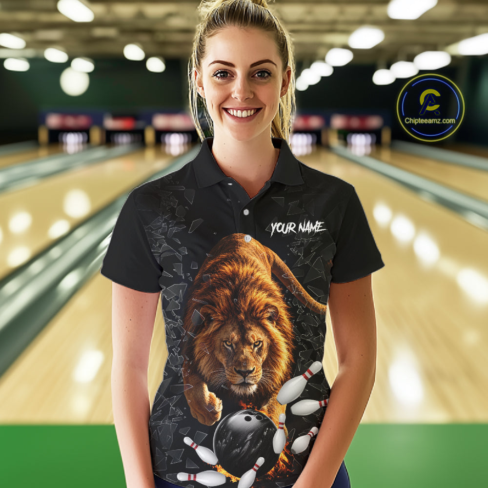 Custom Lion Glass Break Bowling Shirts For Women Custom Bowling Team Jersey Bowler Uniform Outfits TDM7536