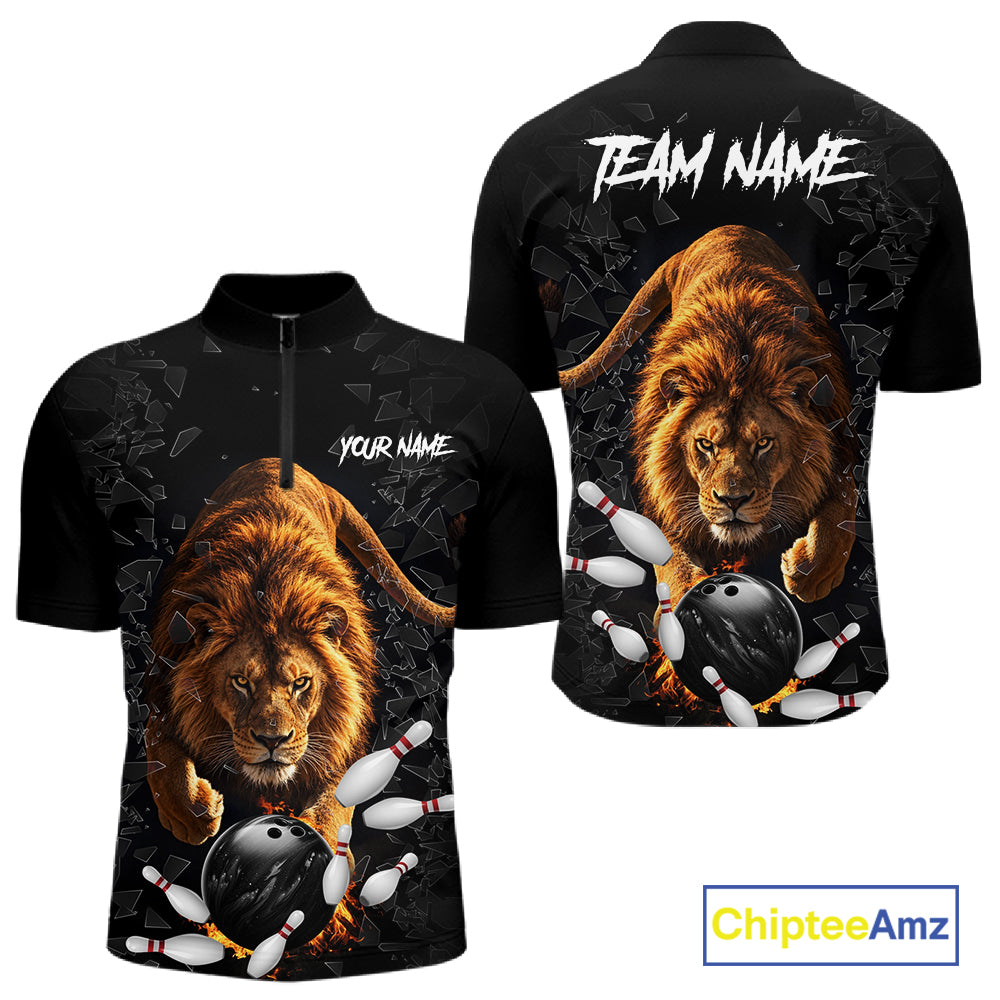 Custom Lion Glass Break Bowling Shirts For Men Custom Bowling Team Jersey Bowler Uniform Outfits TDM7536