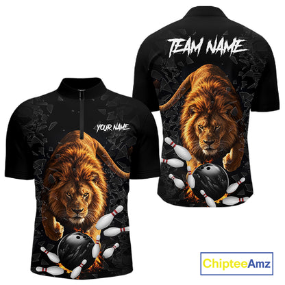 Custom Lion Glass Break Bowling Shirts For Men Custom Bowling Team Jersey Bowler Uniform Outfits TDM7536