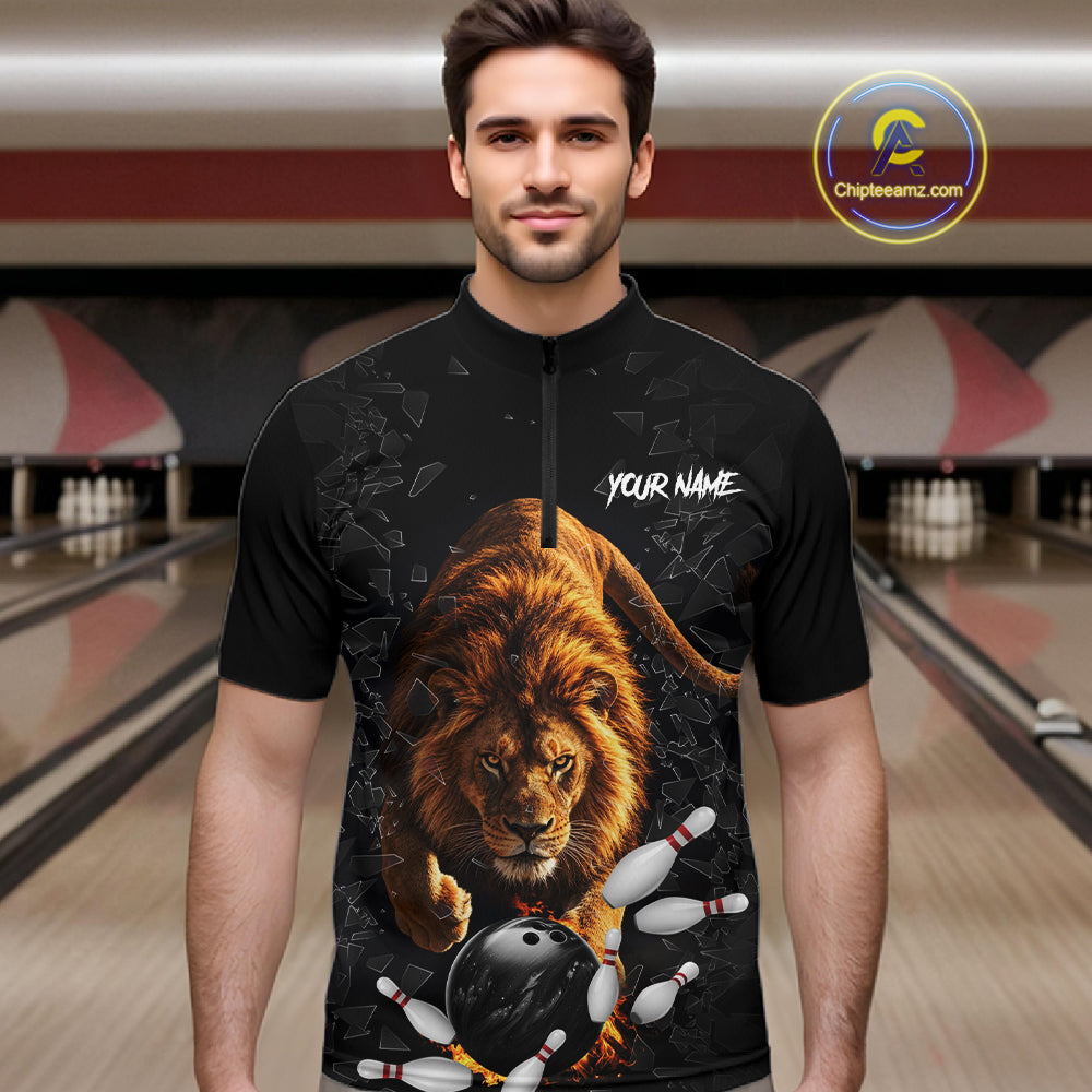 Custom Lion Glass Break Bowling Shirts For Men Custom Bowling Team Jersey Bowler Uniform Outfits TDM7536