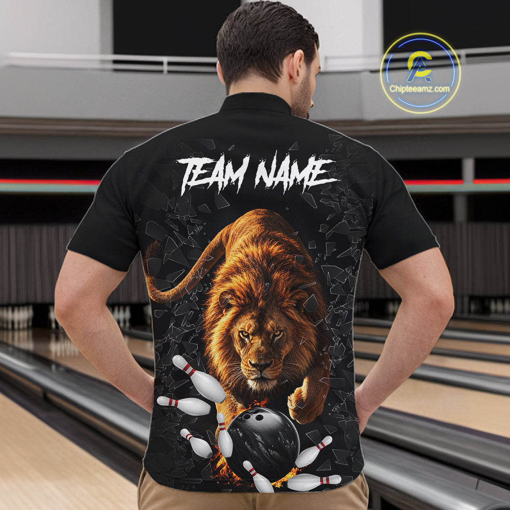 Custom Lion Glass Break Bowling Shirts For Men Custom Bowling Team Jersey Bowler Uniform Outfits TDM7536