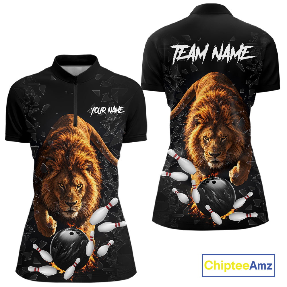 Custom Lion Glass Break Bowling Shirts For Women Custom Bowling Team Jersey Bowler Uniform Outfits TDM7536