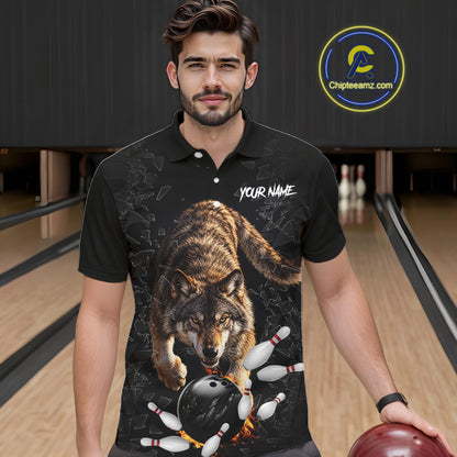 Custom Wolf Glass Break Bowling Shirts For Men Custom Bowling Team Jersey Bowler Uniform Outfits TDM7537