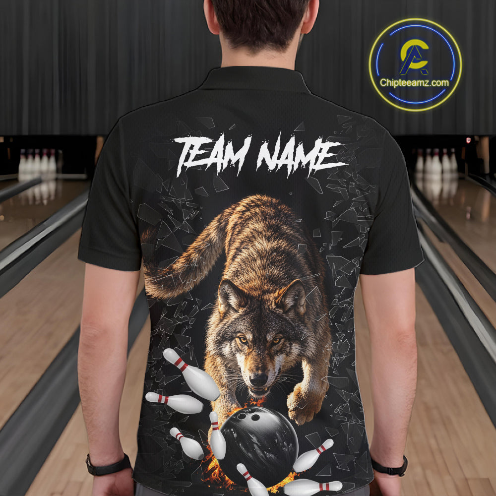 Custom Wolf Glass Break Bowling Shirts For Men Custom Bowling Team Jersey Bowler Uniform Outfits TDM7537