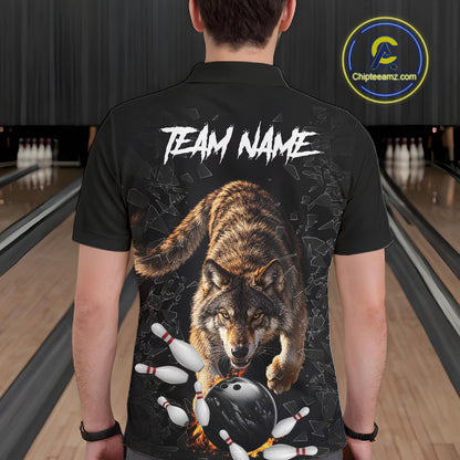 Custom Wolf Glass Break Bowling Shirts For Men Custom Bowling Team Jersey Bowler Uniform Outfits TDM7537