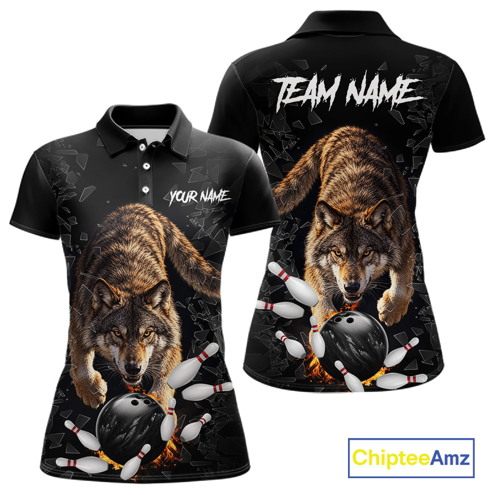 Custom Wolf Glass Break Bowling Shirts For Women Custom Bowling Team Jersey Bowler Uniform Outfits TDM7537