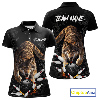 Custom Wolf Glass Break Bowling Shirts For Women Custom Bowling Team Jersey Bowler Uniform Outfits TDM7537