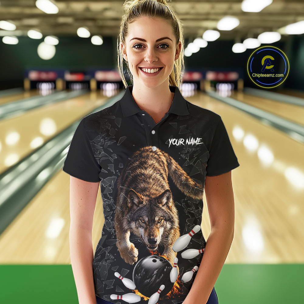 Custom Wolf Glass Break Bowling Shirts For Women Custom Bowling Team Jersey Bowler Uniform Outfits TDM7537