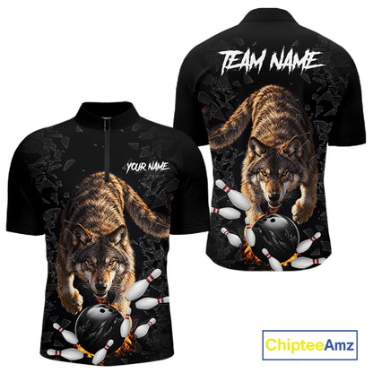 Custom Wolf Glass Break Bowling Shirts For Men Custom Bowling Team Jersey Bowler Uniform Outfits TDM7537