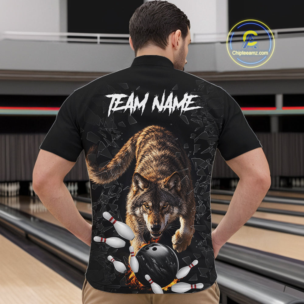 Custom Wolf Glass Break Bowling Shirts For Men Custom Bowling Team Jersey Bowler Uniform Outfits TDM7537