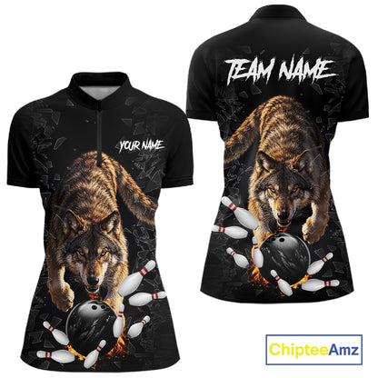 Custom Wolf Glass Break Bowling Shirts For Women Custom Bowling Team Jersey Bowler Uniform Outfits TDM7537
