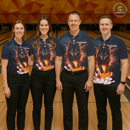 Thunder Lightning Flame Custom Wolf Bowling Shirts For Men Bowling Team Jersey Polo & Quarter Zip TDM7539