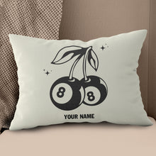 Load image into Gallery viewer, Personalized 8 Ball Cherry Billiards Pillows Custom Beige White Pillow TDM0742