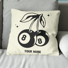 Load image into Gallery viewer, Personalized 8 Ball Cherry Billiards Pillows Custom Beige White Pillow TDM0742