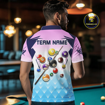 Personalized Colorful Billiard Shirt For Men Custom 8 Ball Pool Team Jersey Polo & 1/4 Zip TDM5471