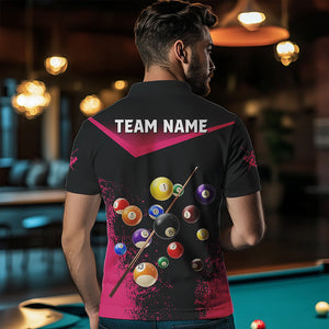 Personalized Grunge Pink Black 3D Pool Balls Men Billiard Shirts Custom Billiard Jerseys For Team TDM3439