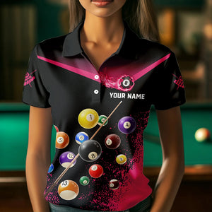 Personalized Grunge Pink Black 3D Pool Balls Women Billiard Shirts Custom Billiard Jerseys For Team TDM3439