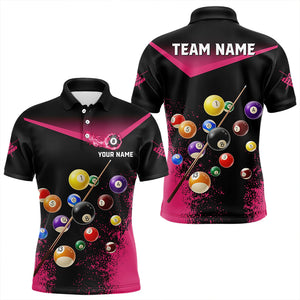 Personalized Grunge Pink Black 3D Pool Balls Men Billiard Shirts Custom Billiard Jerseys For Team TDM3439