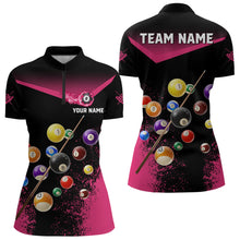 Load image into Gallery viewer, Personalized Grunge Pink Black 3D Pool Balls Women Billiard Shirts Custom Billiard Jerseys For Team TDM3439