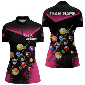 Personalized Grunge Pink Black 3D Pool Balls Women Billiard Shirts Custom Billiard Jerseys For Team TDM3439