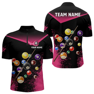 Personalized Grunge Pink Black 3D Pool Balls Men Billiard Shirts Custom Billiard Jerseys For Team TDM3439