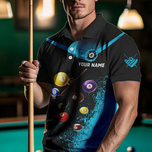 Personalized Grunge Blue Black 3D Pool Balls Men Billiard Shirts Custom Billiard Jerseys For Team TDM3440