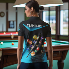 Load image into Gallery viewer, Personalized Grunge Blue Black 3D Pool Balls Women Billiard Shirts Custom Billiard Jerseys For Team TDM3440