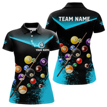 Load image into Gallery viewer, Personalized Grunge Blue Black 3D Pool Balls Women Billiard Shirts Custom Billiard Jerseys For Team TDM3440