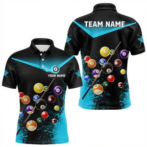 Personalized Grunge Blue Black 3D Pool Balls Men Billiard Shirts Custom Billiard Jerseys For Team TDM3440