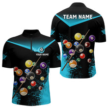 Load image into Gallery viewer, Personalized Grunge Blue Black 3D Pool Balls Men Billiard Shirts Custom Billiard Jerseys For Team TDM3440