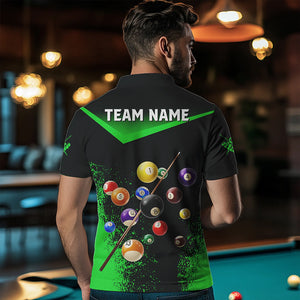 Personalized Grunge Green Black 3D Pool Balls Men Billiard Shirts Custom Billiard Jerseys For Team TDM3441