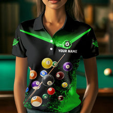 Load image into Gallery viewer, Personalized Grunge Green Black 3D Pool Balls Women Billiard Shirts Custom Billiard Jerseys For Team TDM3441