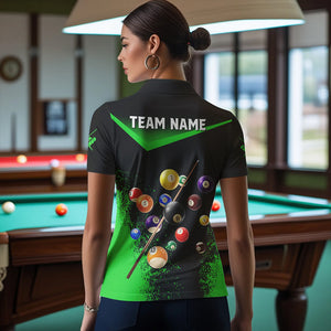 Personalized Grunge Green Black 3D Pool Balls Women Billiard Shirts Custom Billiard Jerseys For Team TDM3441