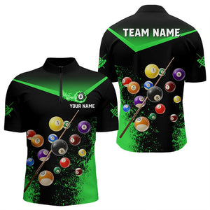 Personalized Grunge Green Black 3D Pool Balls Men Billiard Shirts Custom Billiard Jerseys For Team TDM3441