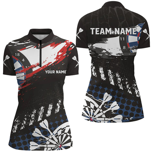 Personalized Grunge Style Women Darts Quarter-Zip Shirts Custom Name Retro Darts Team Jersey TDM1463