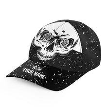 Load image into Gallery viewer, Customized Grunge Black White Darts Skull 3D Printed Darts Hat, Personalized Baseball Darts Caps TDM1628