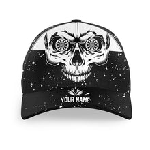 Load image into Gallery viewer, Customized Grunge Black White Darts Skull 3D Printed Darts Hat, Personalized Baseball Darts Caps TDM1628