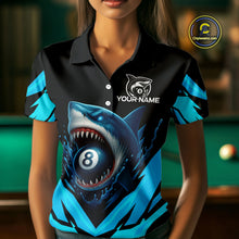 Load image into Gallery viewer, Personalized Blue 8 Ball Pool Billiard Shark Polo &amp; 1/4 Zip For Women, Billiard Team Pool Jerseys TDM4013