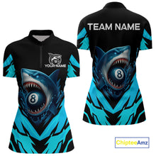 Load image into Gallery viewer, Personalized Blue 8 Ball Pool Billiard Shark Polo &amp; 1/4 Zip For Women, Billiard Team Pool Jerseys TDM4013
